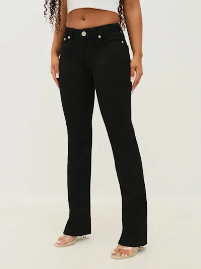 True Religion Becca Womens Mid-rise Raw Hem Bootcut Jeans In Black