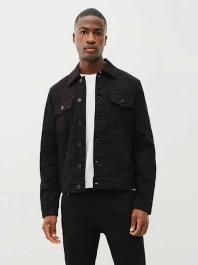 True Religion Cotton Stretch Denim Trucker Jacket In Black