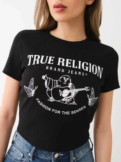 True Religion Women's Butterfly Buddha Baby T-shirt In Black