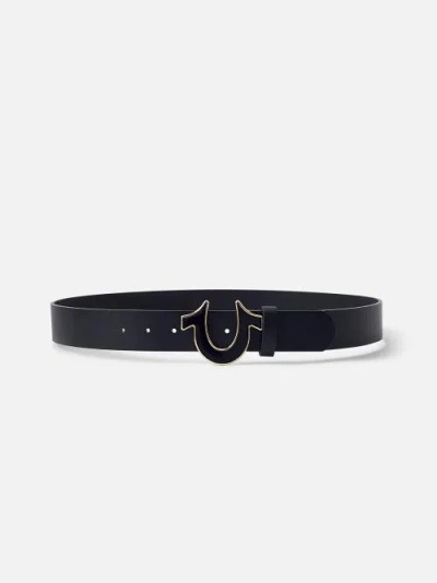 True Religion Horseshoe Buckle Belt In Black