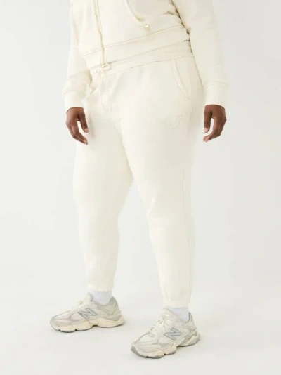 True Religion Women's Lurex Big T Logo Jogger In Neutral