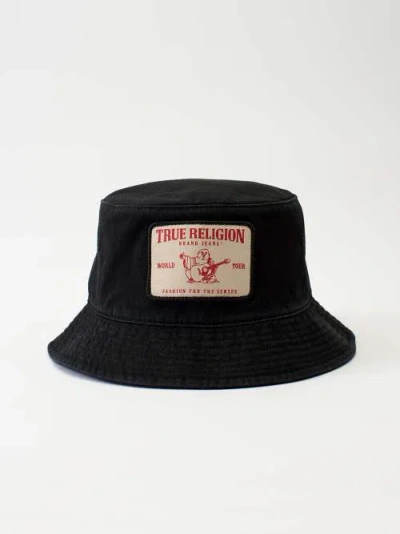 True Religion Logo Bucket Hat In Black