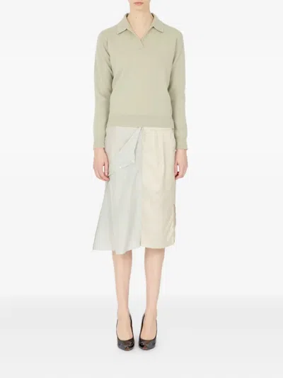 Maison Margiela Ribbed Long Sleeve Top In Gray