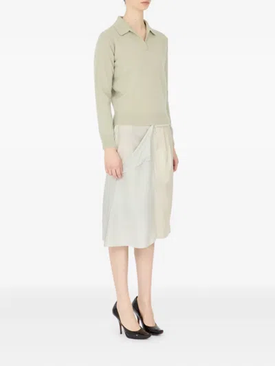 Maison Margiela Ribbed Long Sleeve Top In Gray