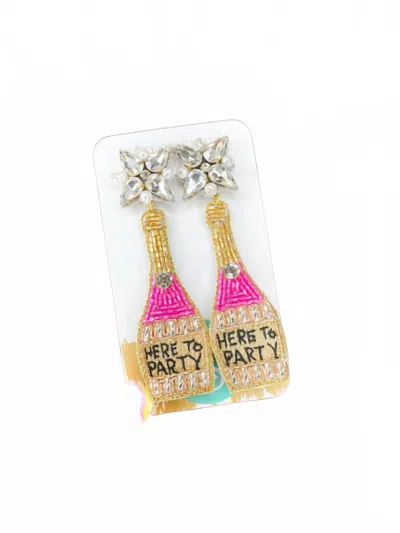 Taylor Shaye Custom Beaded Bridal Earrings - Here To Party In Pink