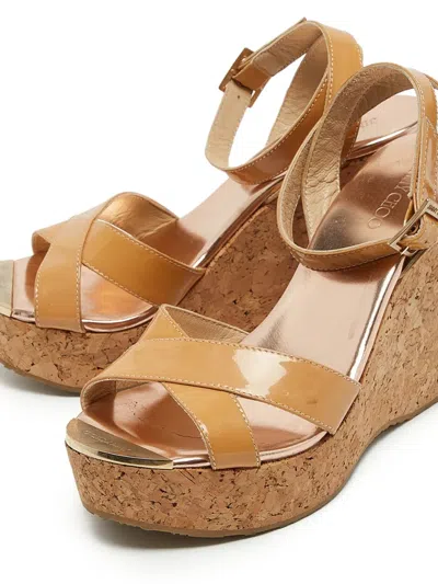 Pre-owned Jimmy Choo 110mm Leather Sandals In Neutral