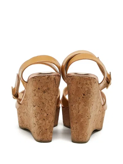 Pre-owned Jimmy Choo 110mm Leather Sandals In Neutral
