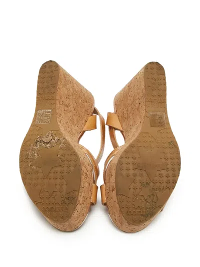 Pre-owned Jimmy Choo 110mm Leather Sandals In Neutral