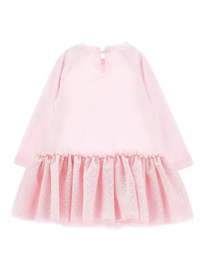 Monnalisa Slogan-embroidered Dress In Pink