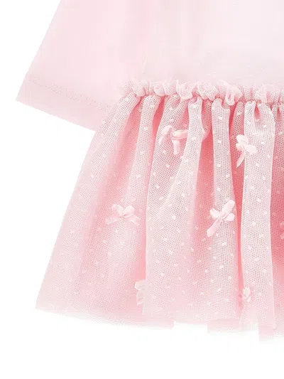 Monnalisa Slogan-embroidered Dress In Pink
