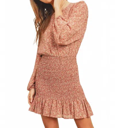 Dress Forum Ditsy Floral Smocked Mini Dress In Red In Red