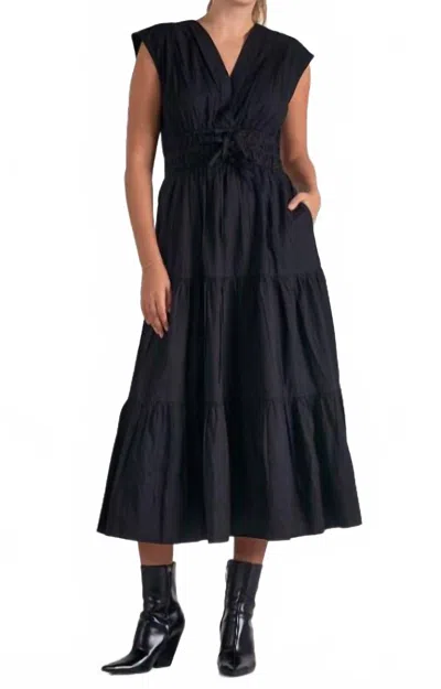 Elan Liza Midi Dress In Black In Black