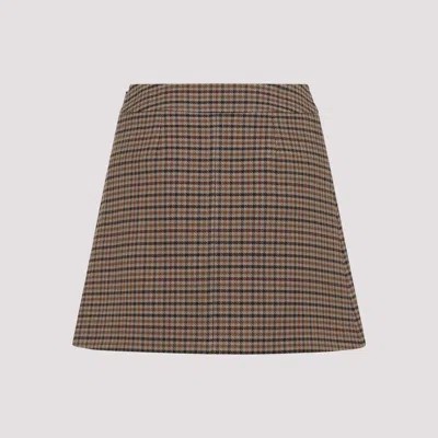 Celine Mini Wool Skirt A-line Silhouette In Brown