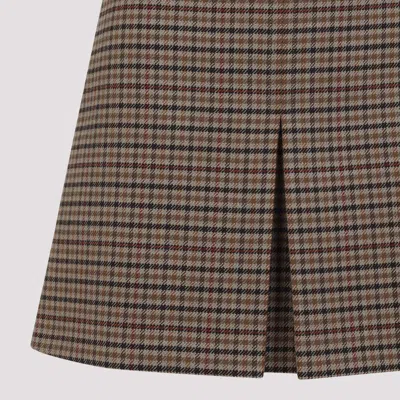 Celine Mini Wool Skirt A-line Silhouette In Brown