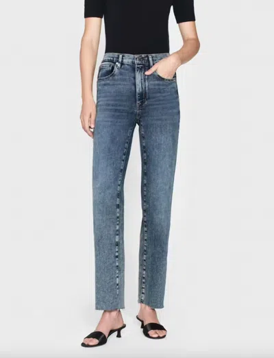 Frame Le Sleek Straight Rowley Raw Fray Jean In Blue
