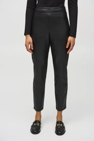 Joseph Ribkoff Leatherette Cargo Pants In Black In Blue