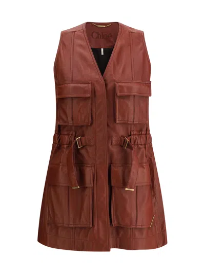 Chloé Women Leather Vest In Red