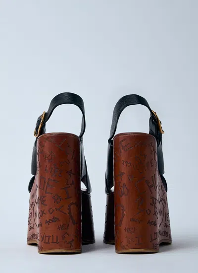 Chloé Maxime Leather Slingback Platform Wedge Sandals