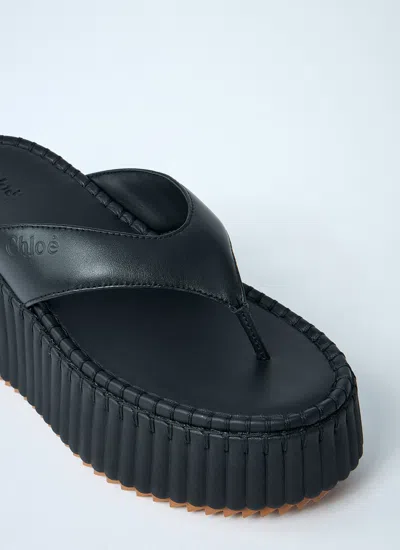 Chloé Nama Leather Platform Flip Flops