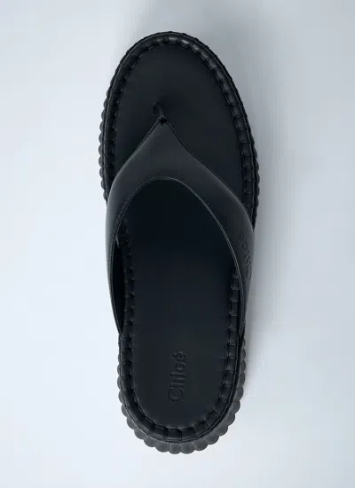 Chloé Nama Leather Platform Flip Flops