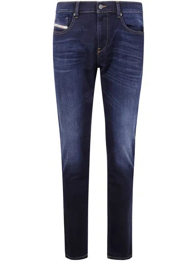 Diesel Structured Five-pocket Belt Loop Trousers In Blue