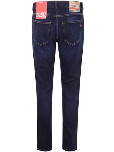 Diesel Structured Five-pocket Belt Loop Trousers In Blue