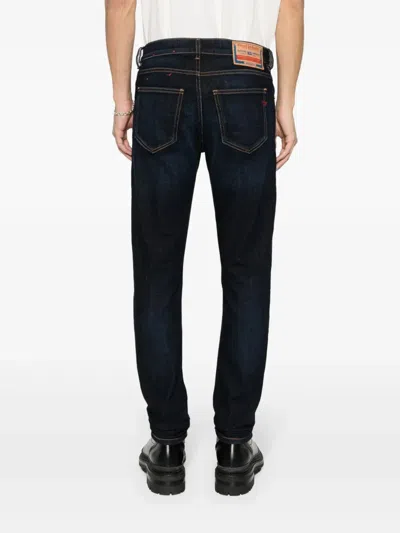 Diesel Structured Five-pocket Belt Loop Trousers In Blue