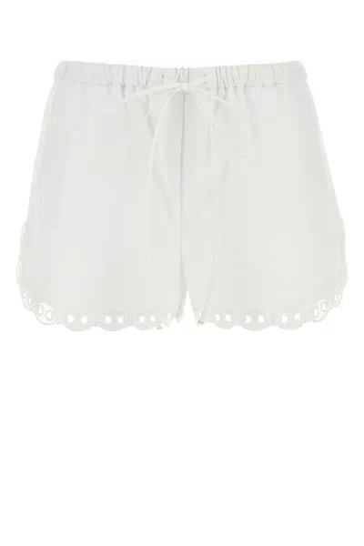 Gucci Cotton Elastic Waistband Shorts In White
