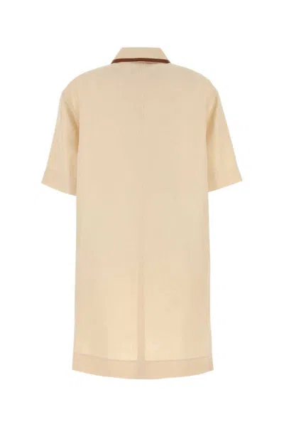 Gucci Linen Mini Dress Bow Detail In Neutral