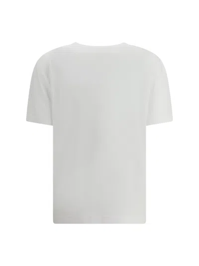 Dolce & Gabbana White Crewneck T-shirt With Logo Embroidery With Crystals On The Front In Cotton Woman