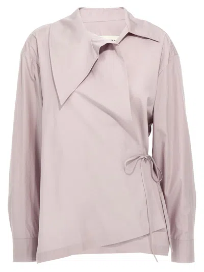 Dries Van Noten Wrap Design Shirt With Pleated Back In Pink
