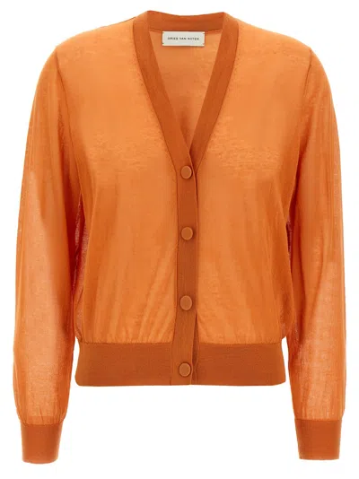 Dries Van Noten Long-sleeved Cardigan In Orange