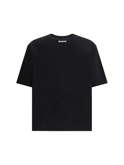 Dsquared2 Black Crewneck T-shirt With Maxi Logo Lettering On The Front In Black