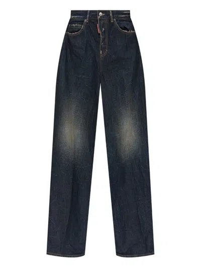 Dsquared2 Straight-leg Denim Jeans With Distressed Detailing
