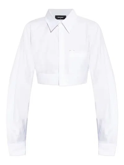 Dsquared2 Rounded Cropped Shirt In White