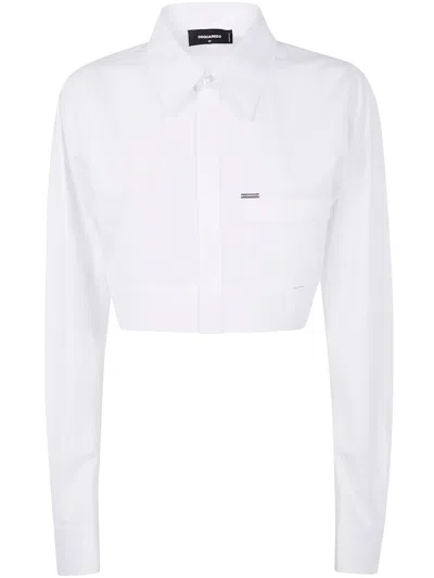 Dsquared2 Rounded Cropped Shirt In White