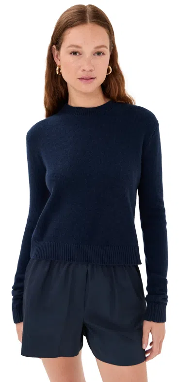 The Elder Statesman Simple Cashmere Crew Sweater Navy In Blue