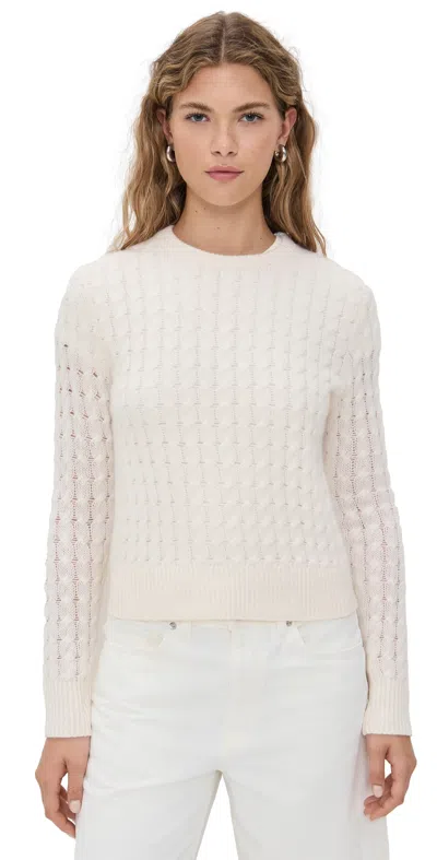 White + Warren Cashmere Cable Shrunken Crew Sweater Soft White In Neutral