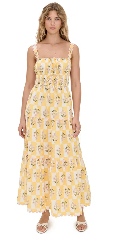 Saylor Zarina Floral Block Print Midi Dress Multi