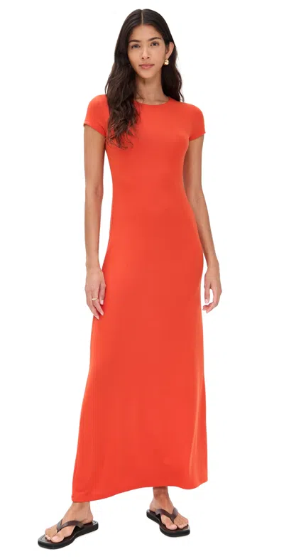Leset Lauren Short Sleeve Maxi Dress Poppy In Red