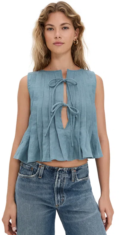 Vrg Grl Valeria Linen Top Lake Lake In Blue