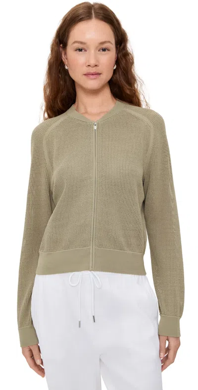 Theory Pointelle Bomber Taupe In Green