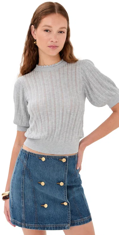 Ulla Johnson Gemma Short Sleeve Knit Top Slate