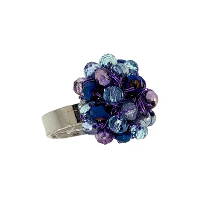 Lavish By Tricia Milaneze Women's Blue / Pink / Purple Neon Purple Mix Molly Handmade Ring