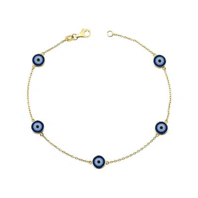 Jewelsty Fine Jewelry Women's Blue / Black / Gold Solid Gold Large Navy Blue Evil Eye Bracelet
