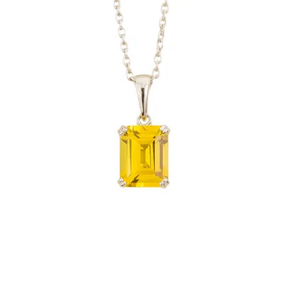 Juvetti Women's Yellow / Orange / White Thamani White Gold Pendant Necklace In Yellow Sapphire