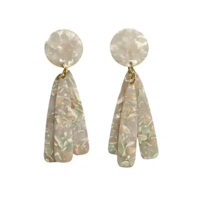 Closet Rehab Women's Green / White Petal Drop Earrings In First Kiss Bliss