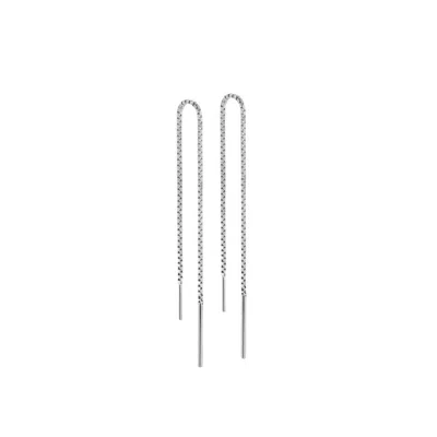 Gold Trip Women's Chain Threader Earrings In Silver In Metallic