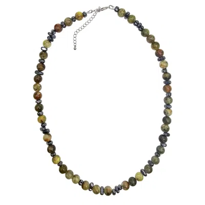Farra Green Garnet With Hematite Short Men's Necklace