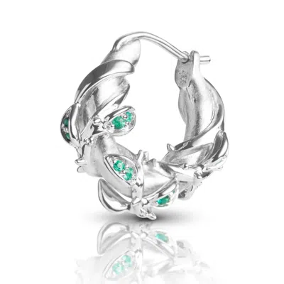 Kasun Women's Enchanted Emerald Forest Hoop Earring - Silver
